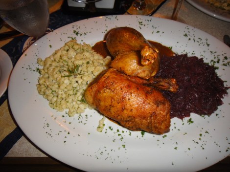 Roast Duck at Amadeus, Aruba.