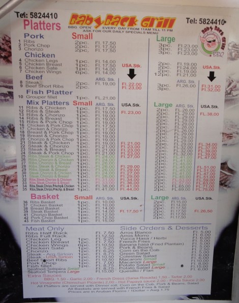 Menu at Baby Back Grill