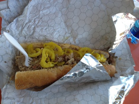 Large roast pork sandwich at John's Roast Pork, Philadelphia.