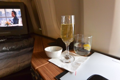 Champagne aboard American Airlines Flight 56.