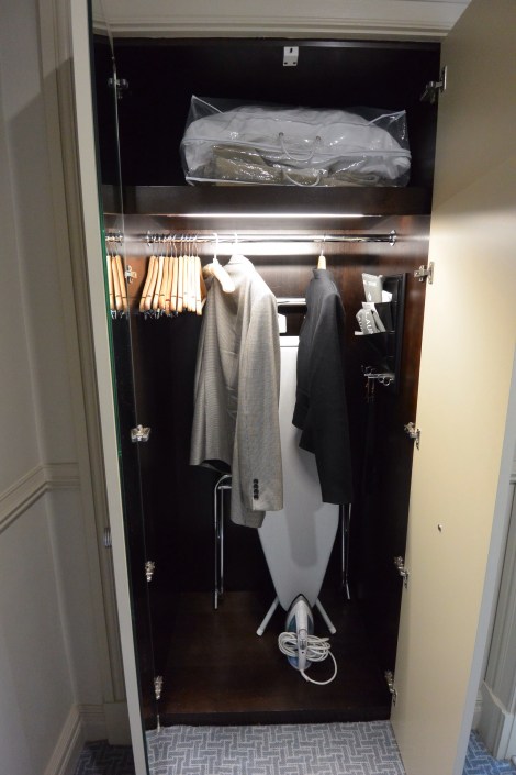 Closet in standard room at The Caledonian Hotel, Edinburgh, Scotland.