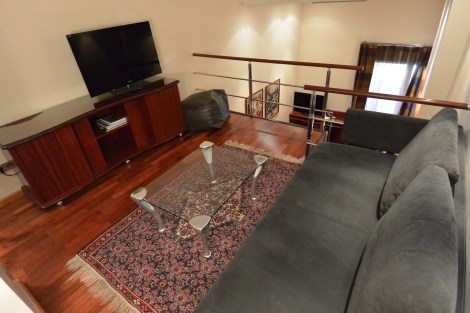 Upper level of duplex style room at Hotel Pau Claris, Barcelona, Spain.