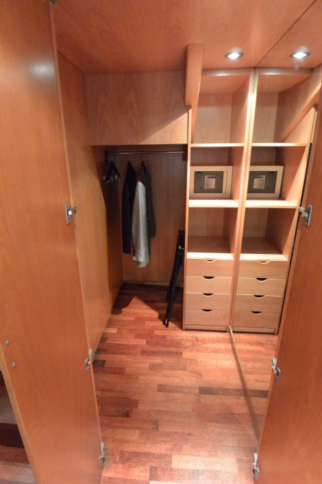 Closet in duplex style room at Hotel Pau Claris, Barcelona, Spain.