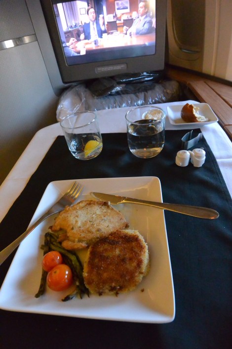 Chicken, veggies, and more aboard American Airlines Flight 56.