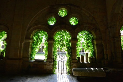 Another view in the cloister of the Collegiate Church of Santillana del Mar, Spain.