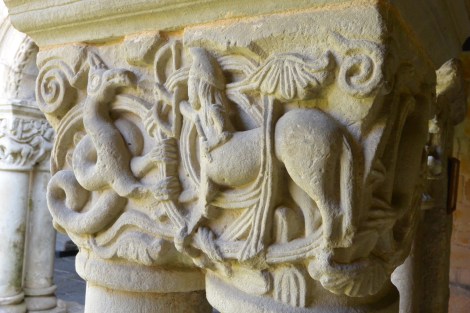 Column detail at Collegiate Church of Santillana del Mar, Spain.