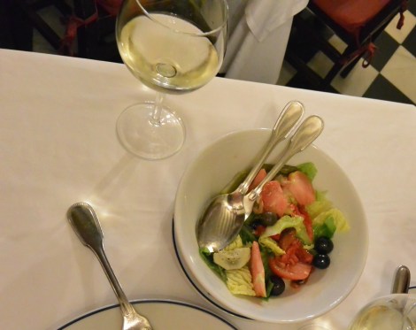 Half way through my salad at Restaurante Botín, Madrid, Spain.