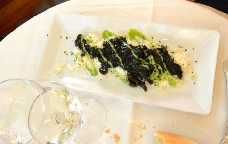 Squid in ink at Restaurante Corillo, Salamanca, Spain.