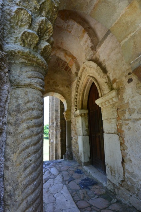 Detail of entrance to Santa María del Naranco, Oviedo, Spain.