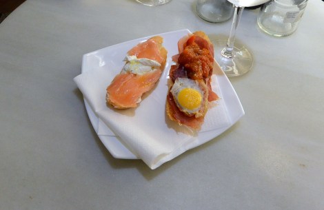 Fresh tapas at La Consistorial, Oviedo, Spain.