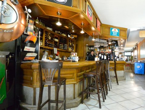 The bar at Cerveceria Rua Bella, Santiago de Compostela, Spain.