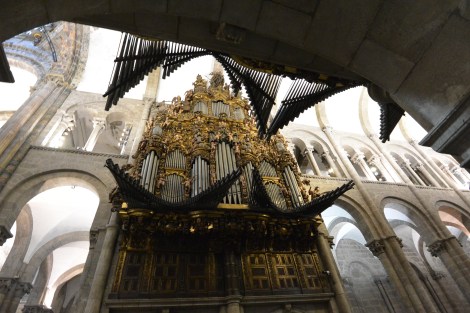 Pipe organ at the Cathedral of Santiago de Compostela, Spain.