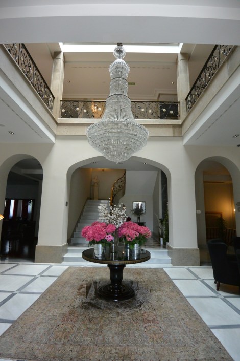 Central foyer Hotel Castillo Bosque de la Zoreda, Ovideo, Spain.