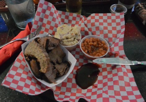 Brisket platter at Hollywood Smokehouse, Aruba.