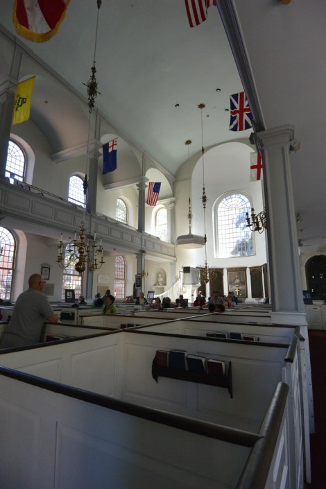 Interior of the Old North Church, Boston, MA, USA.