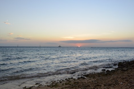 Tugboat headed south off Savaneta, Aruba, DWI.