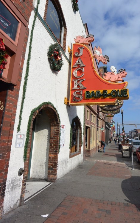 Exterior of Jack's BBQ on Broadway in Nashville, USA.