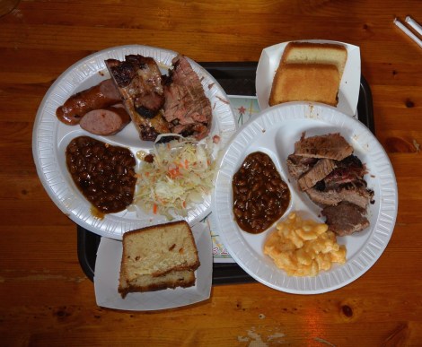 Mixed meat and brisket platters at Jack's BBQ, Nashville, Tennessee, USA.