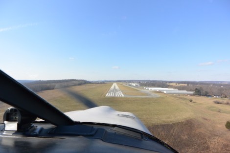 Final approach to Runway 29 at Chester County Airport, KMQS.
