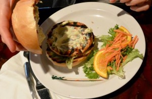 Salmon burger at Barbacoa, Ardmore, PA.
