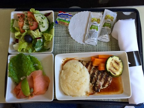 Lunch served aboard American Airlines.
