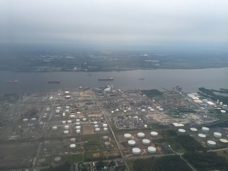 Ships at anchor in the Delaware River.